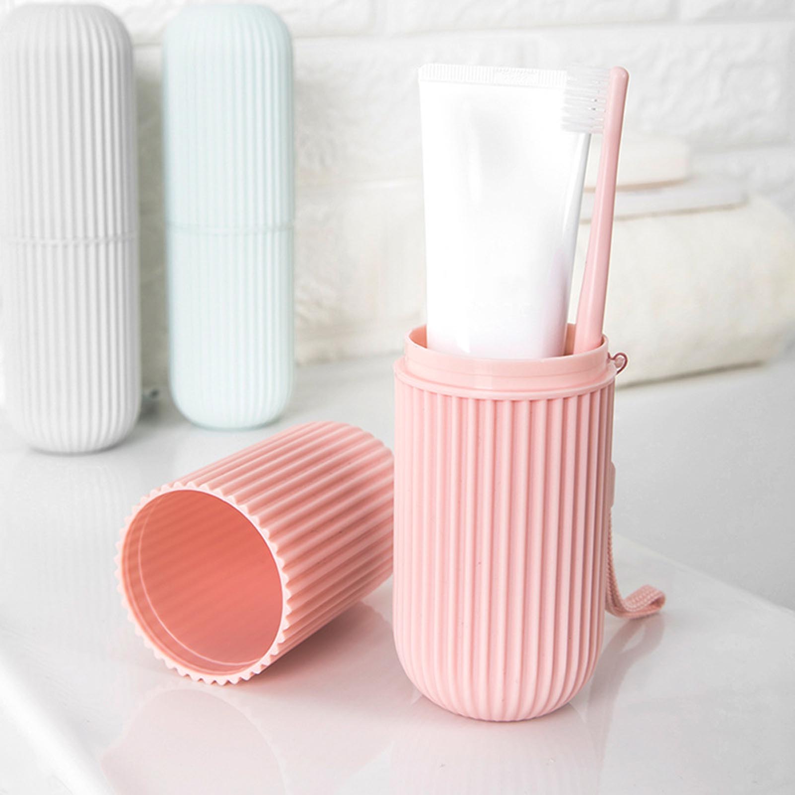 Home Edit Bathroom Storage - Pink Empty Travel Portable Toothbrush Cup