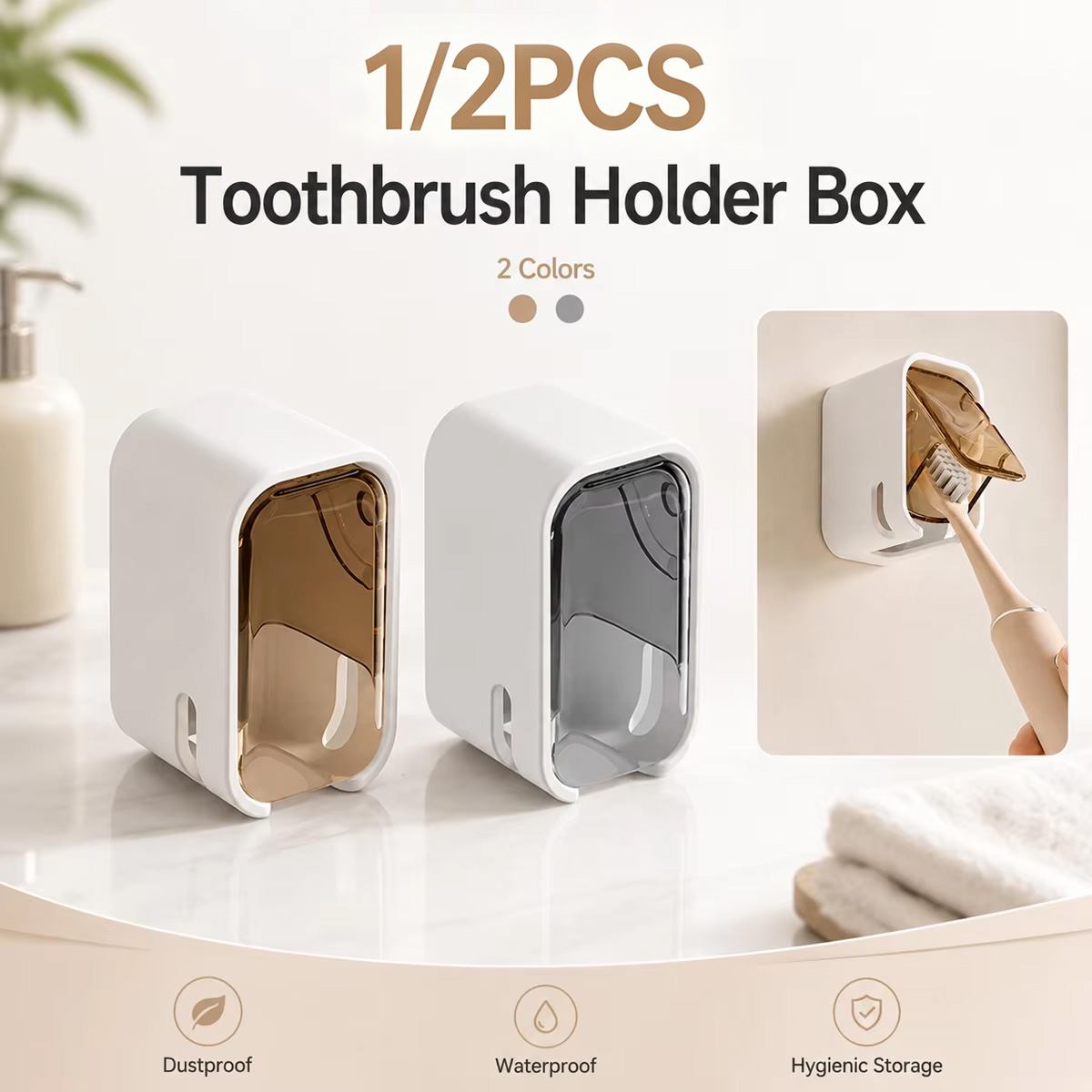 1/2PCS Wall Mounted Toothbrush - Home Edit Bathroom Storage review and price